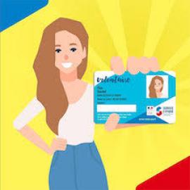 jeune volontaire montrant sa carte de volontaire en service civique jeune volontaire montrant sa carte de volontaire en service civique
